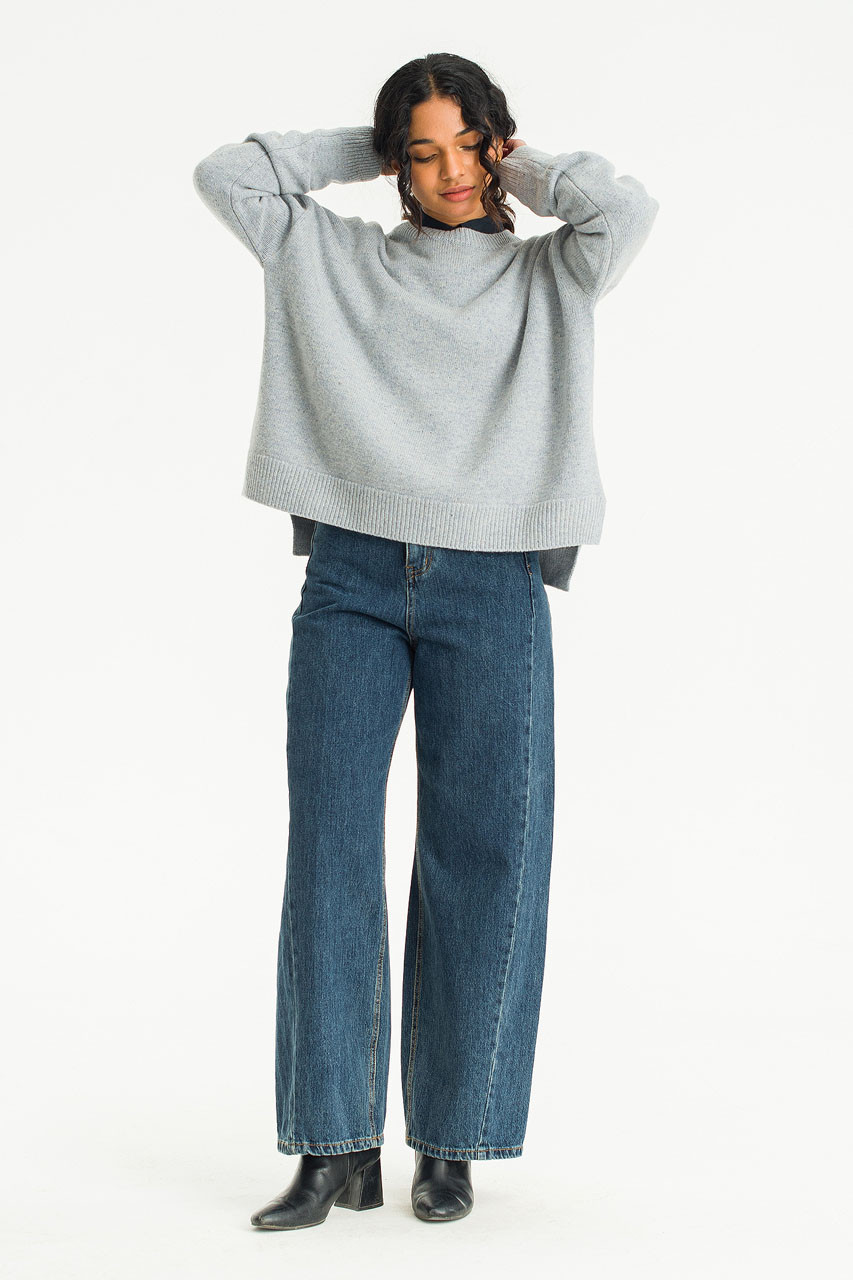 Boucle Round Neck Jumper, Light Blue