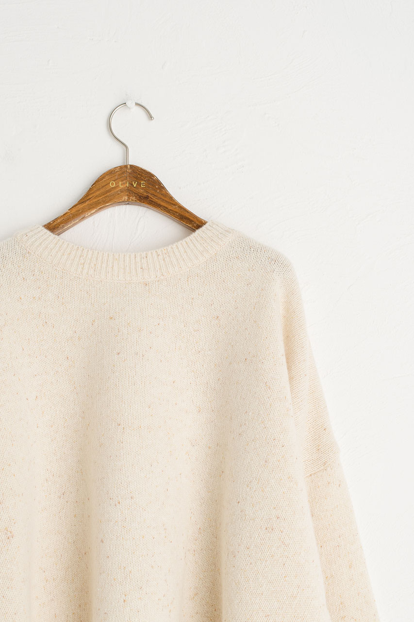 Boucle Round Neck Jumper, Oatmeal
