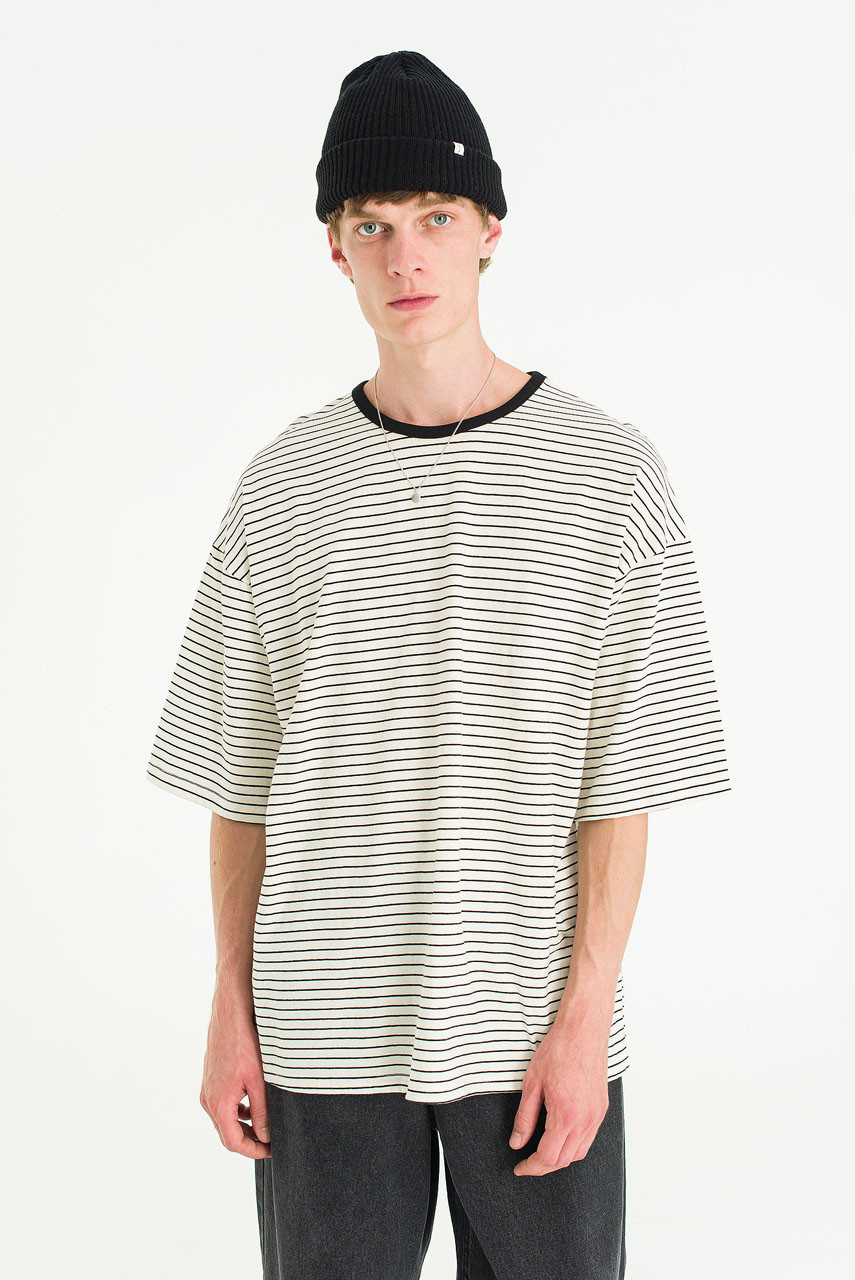 Menswear | Block Stripe Tee, Ivory