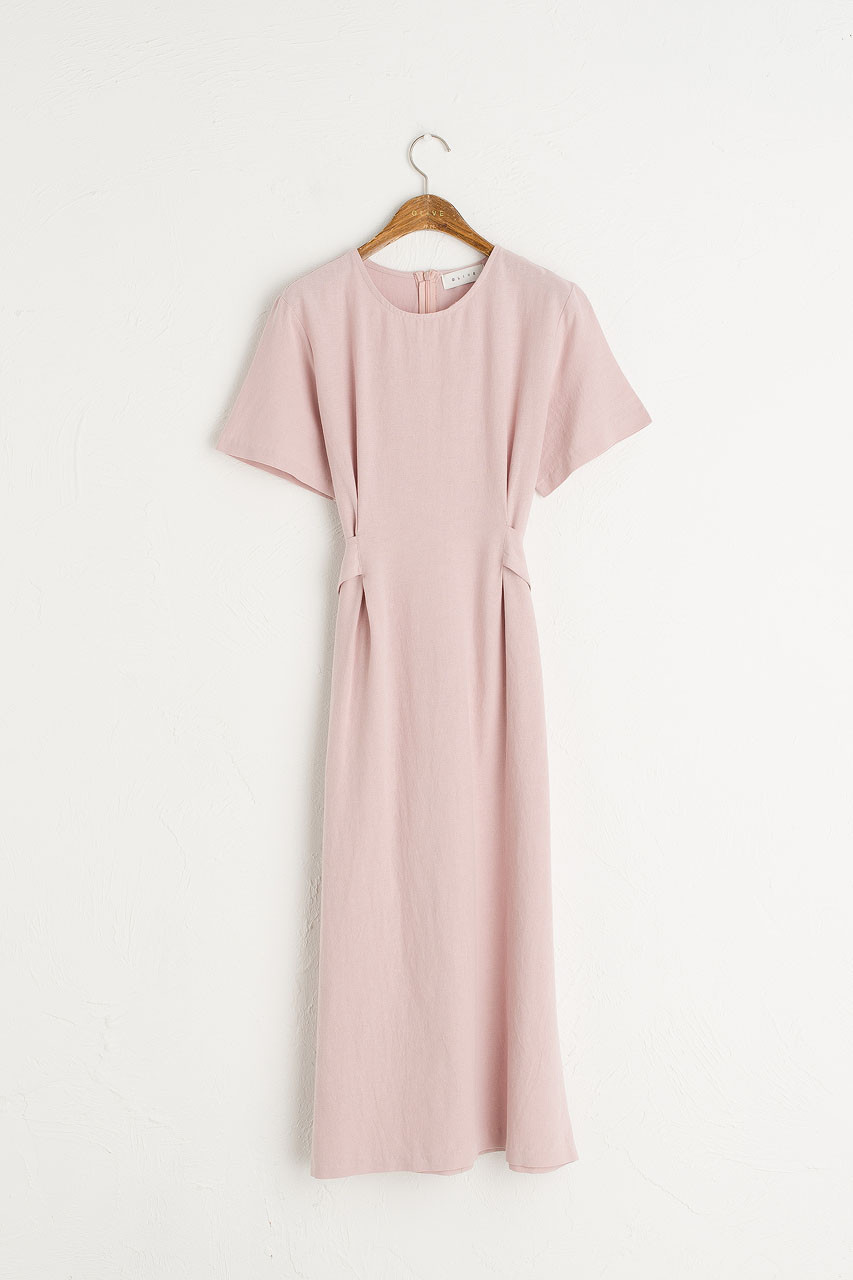 pale pink dress with sleeves