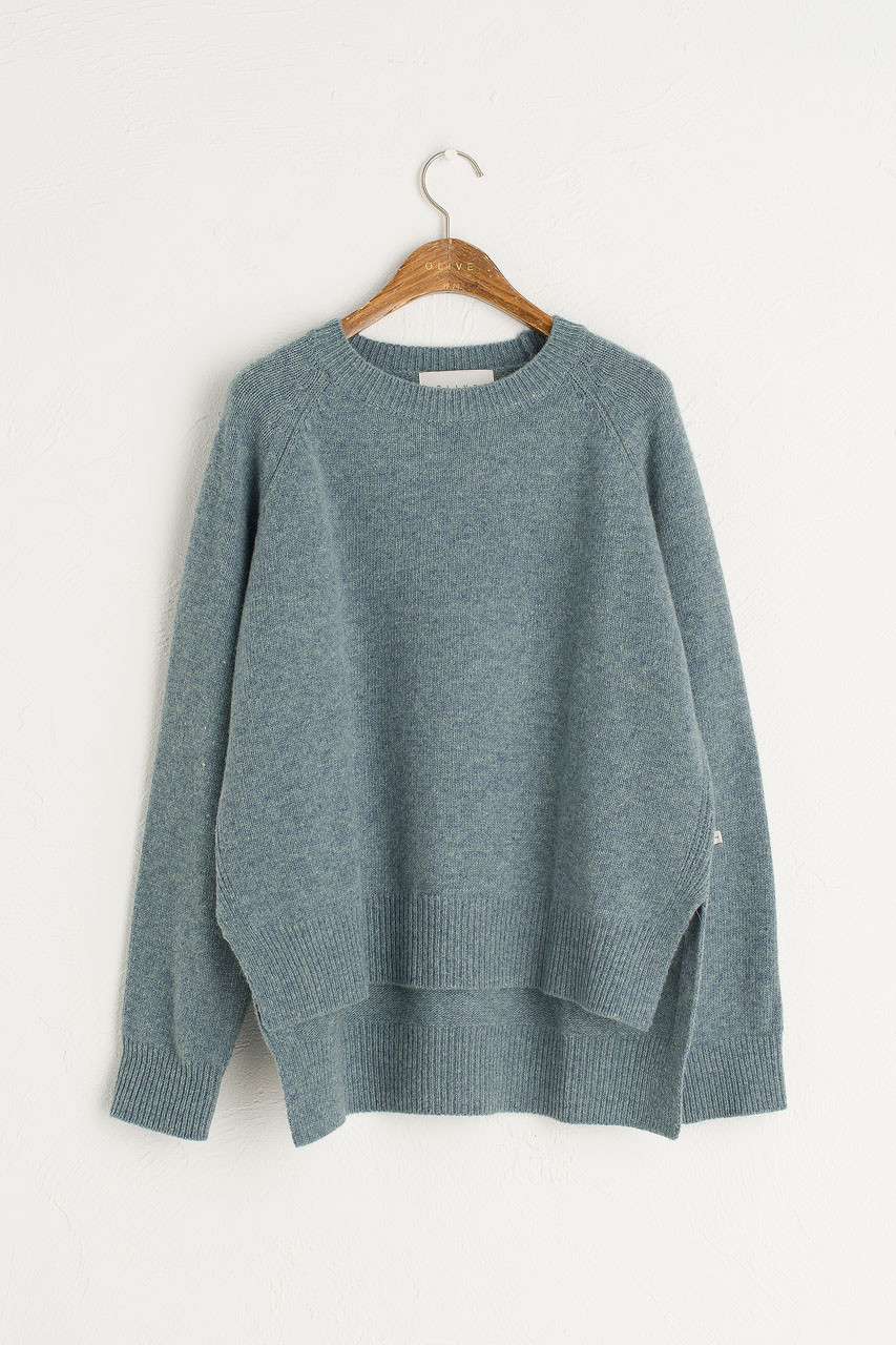 Unbalanced Crew Neck Knit, Topaz