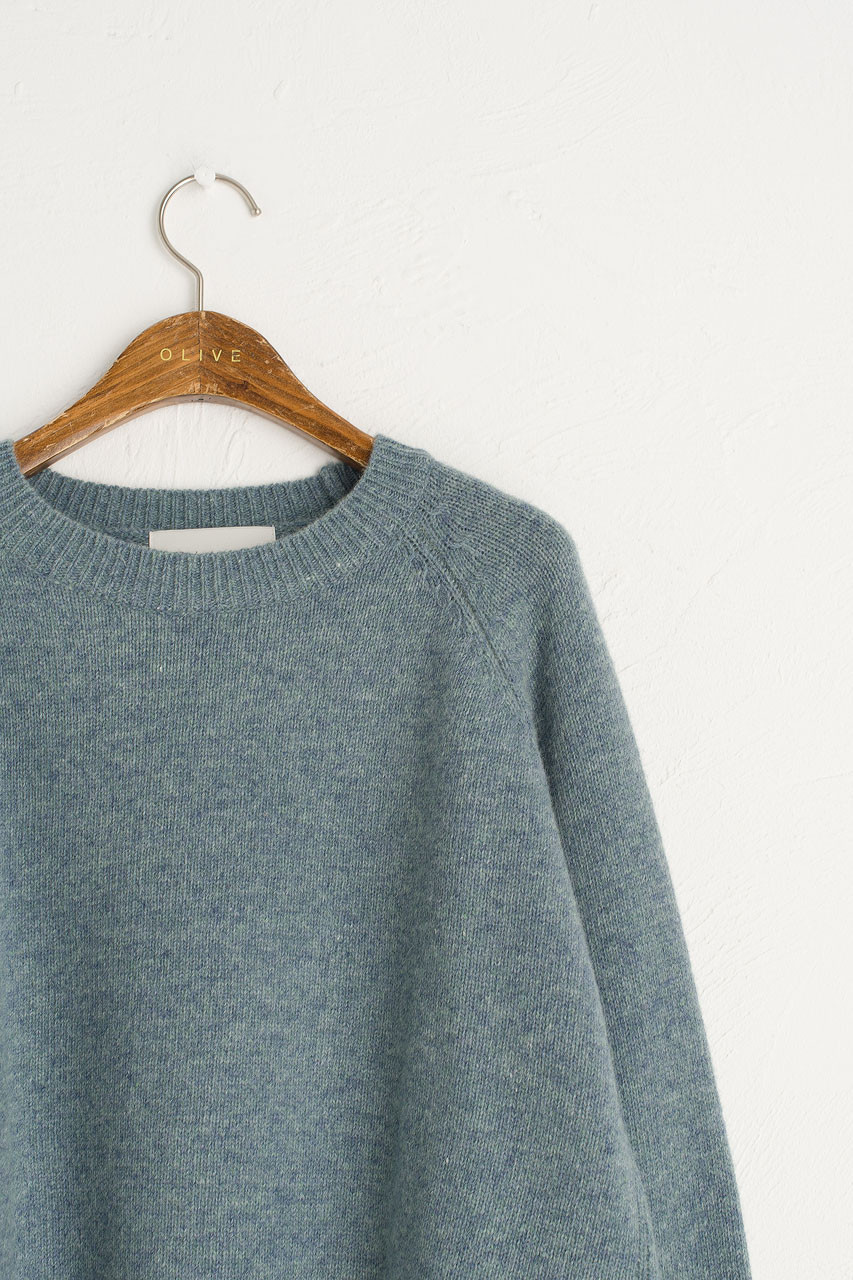 Unbalanced Crew Neck Knit, Topaz