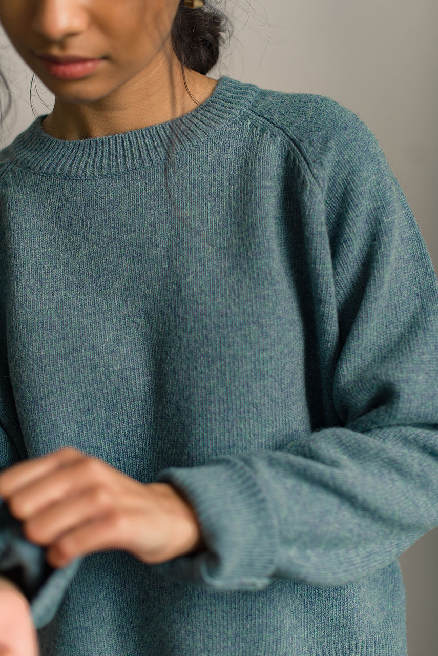 Unbalanced Crew Neck Knit, Topaz