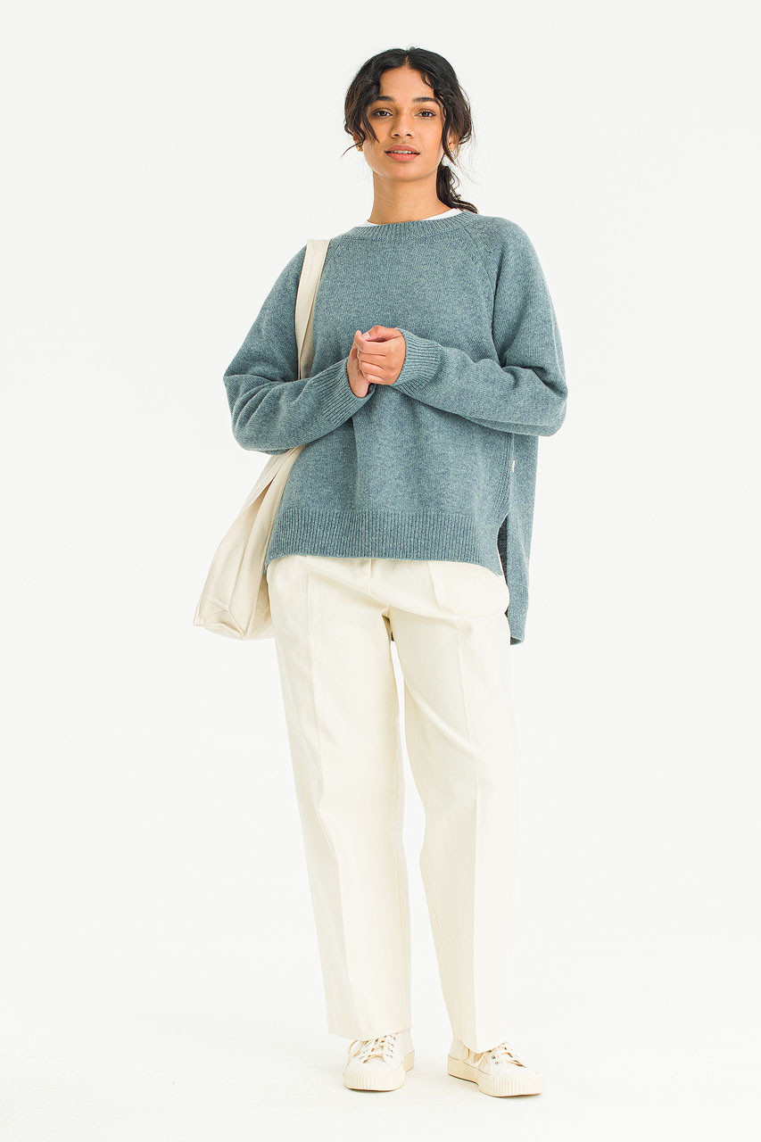 Unbalanced Crew Neck Knit, Topaz
