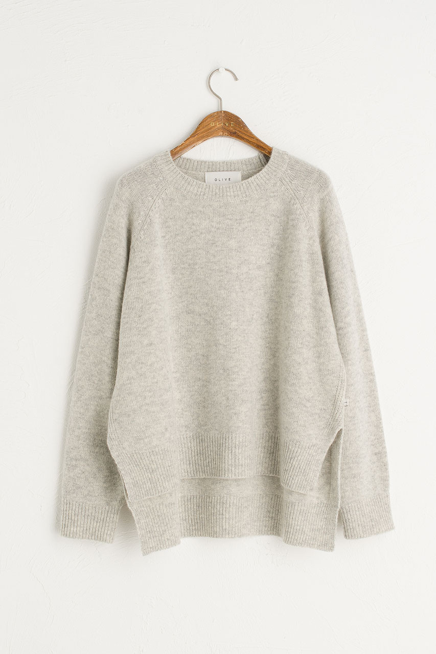 Unbalanced Crew Neck Knit, Cloud