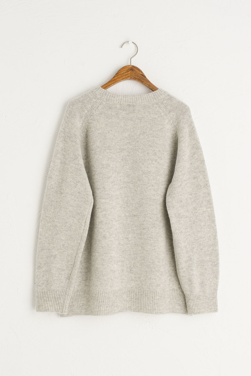 Unbalanced Crew Neck Knit, Cloud