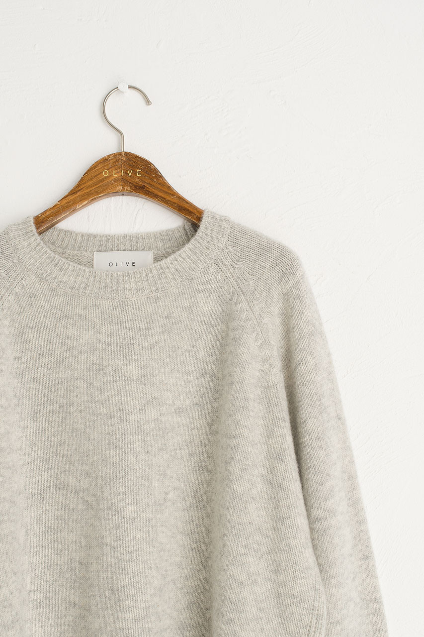 Unbalanced Crew Neck Knit, Cloud