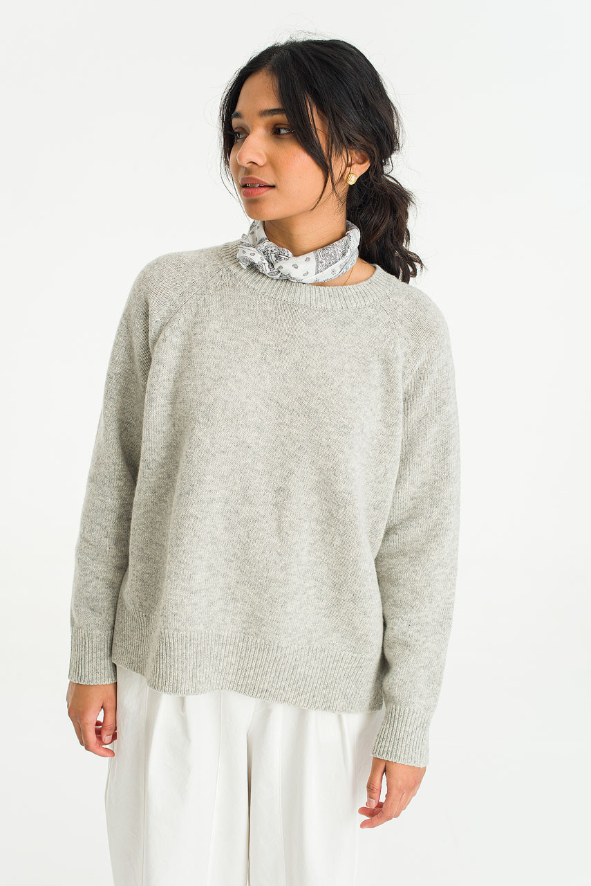 Unbalanced Crew Neck Knit, Cloud