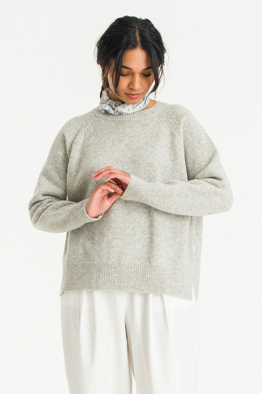 Unbalanced Crew Neck Knit, Cloud
