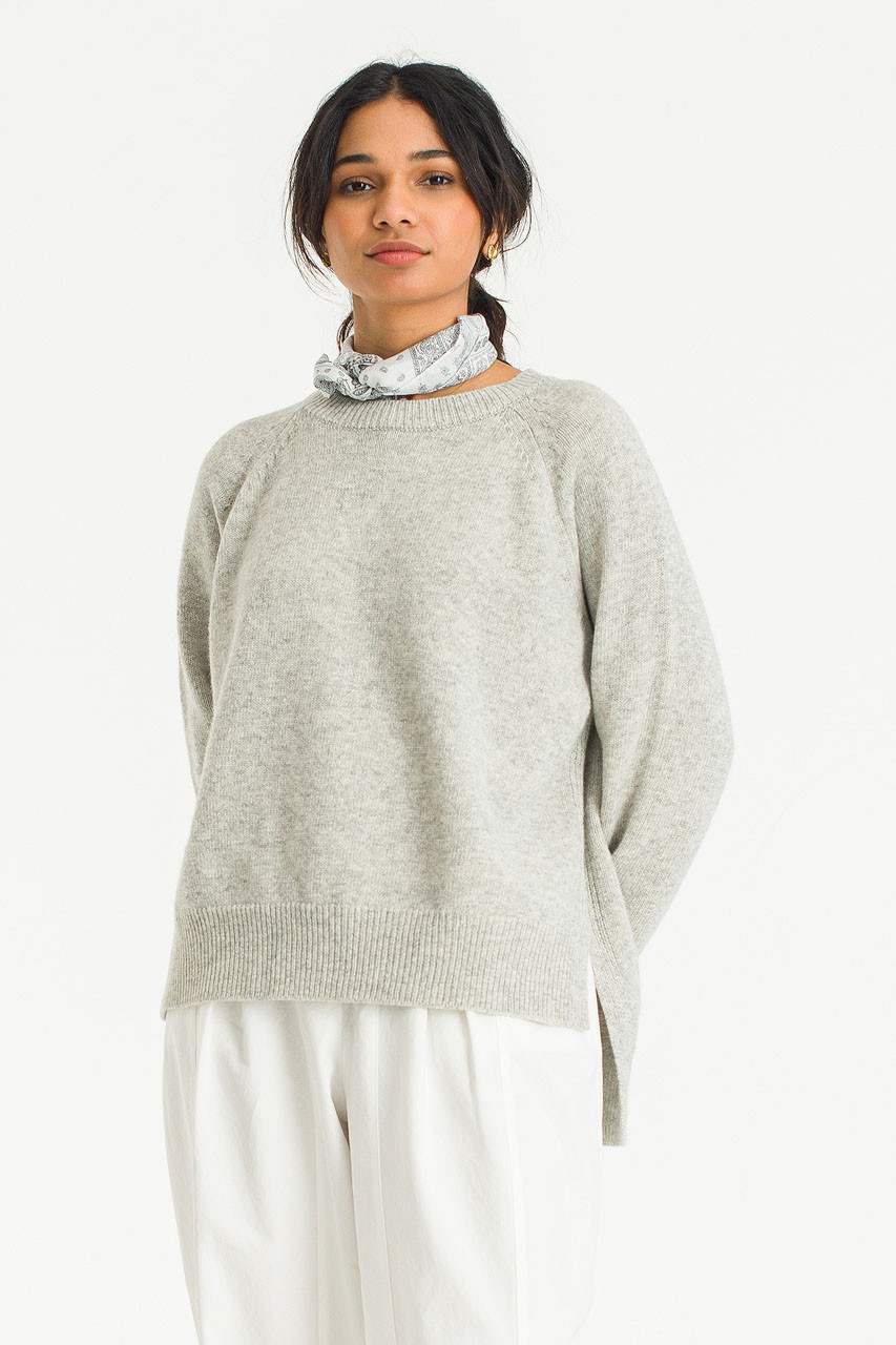 Unbalanced Crew Neck Knit, Cloud