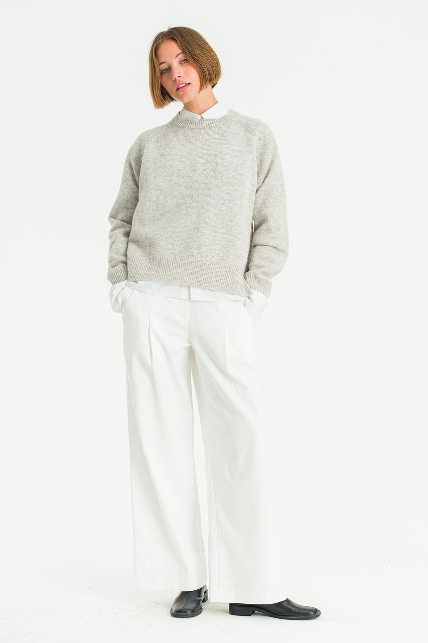 Unbalanced Crew Neck Knit, Cloud