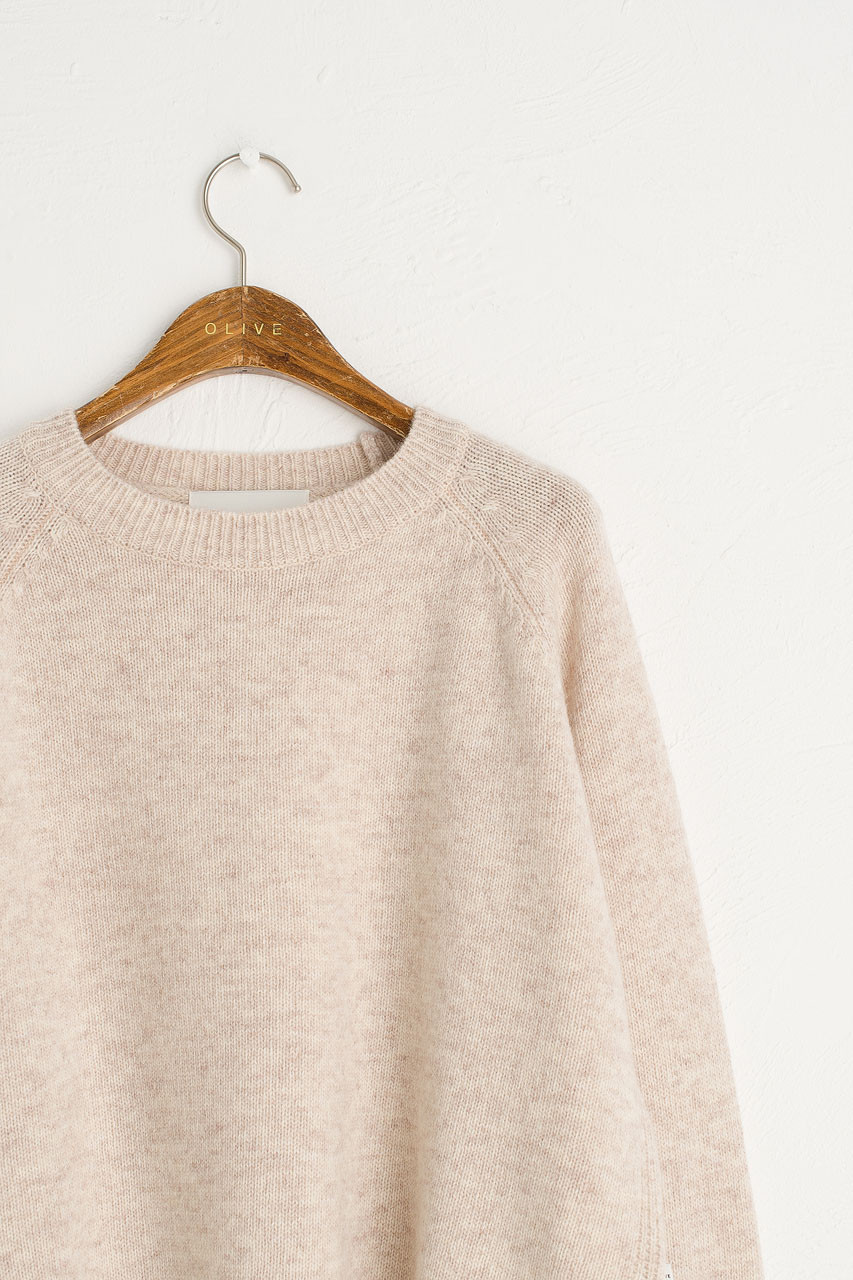 Unbalanced Crew Neck Knit, Oatmeal