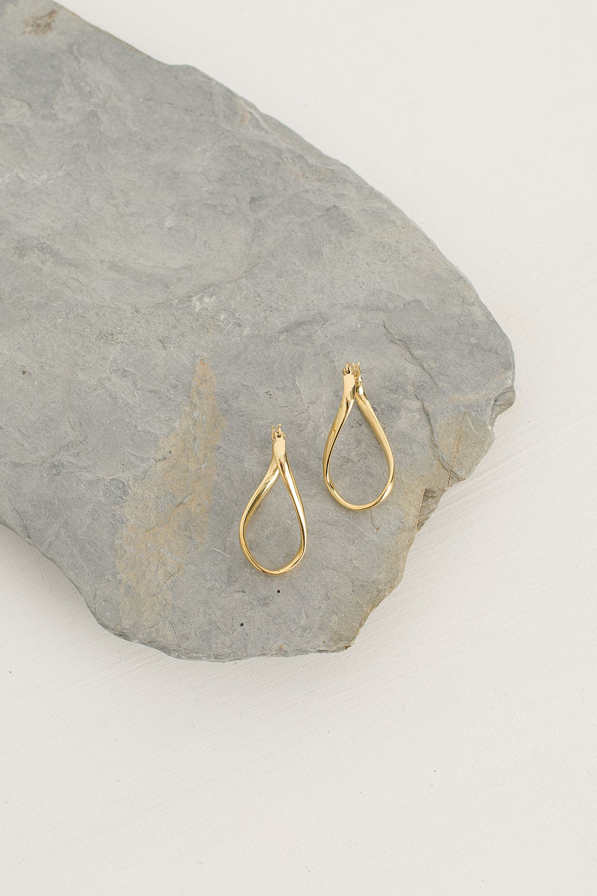 Twist Oval Earrings, 18K Gold Plated