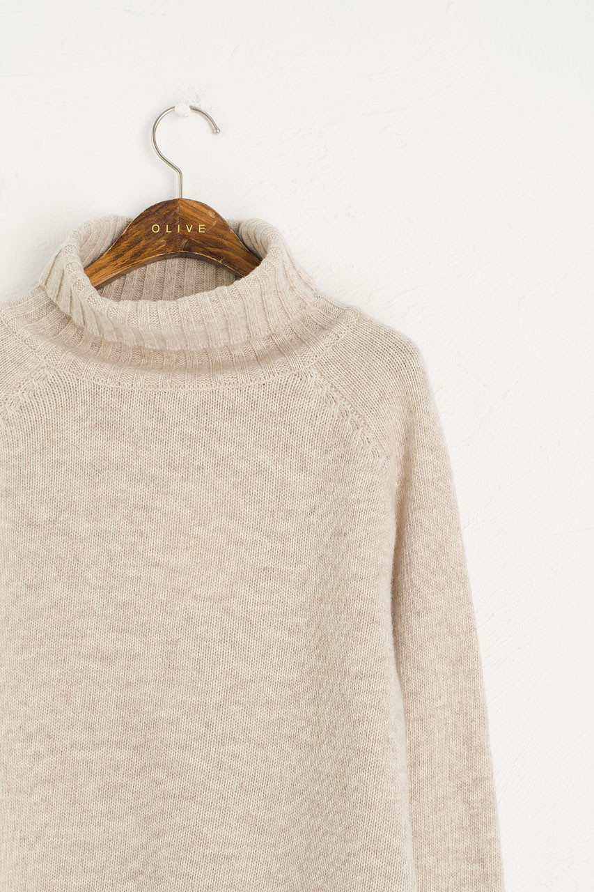 oatmeal roll neck jumper