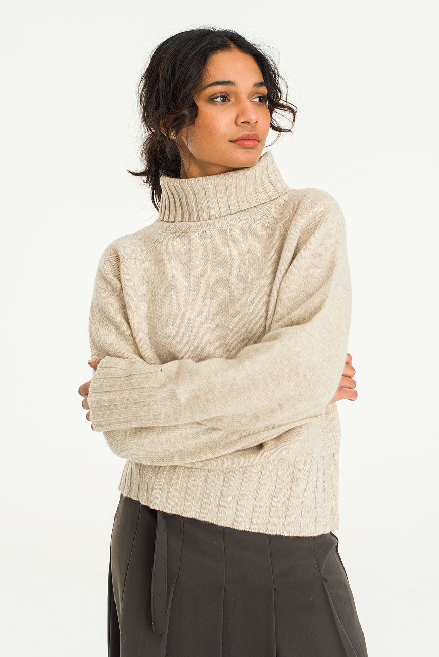 Simple Roll Neck Jumper, Oatmeal
