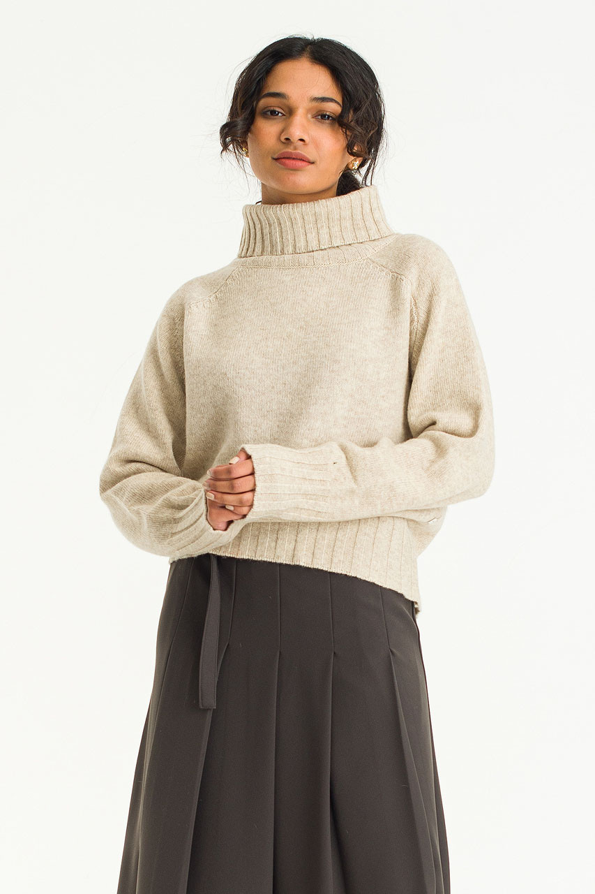 Simple Roll Neck Jumper, Oatmeal