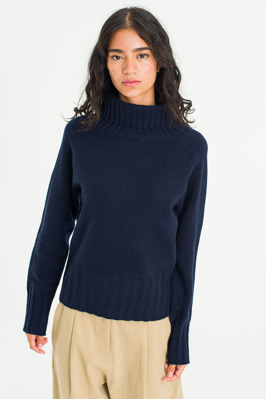 Simple Roll Neck Jumper, B.Navy