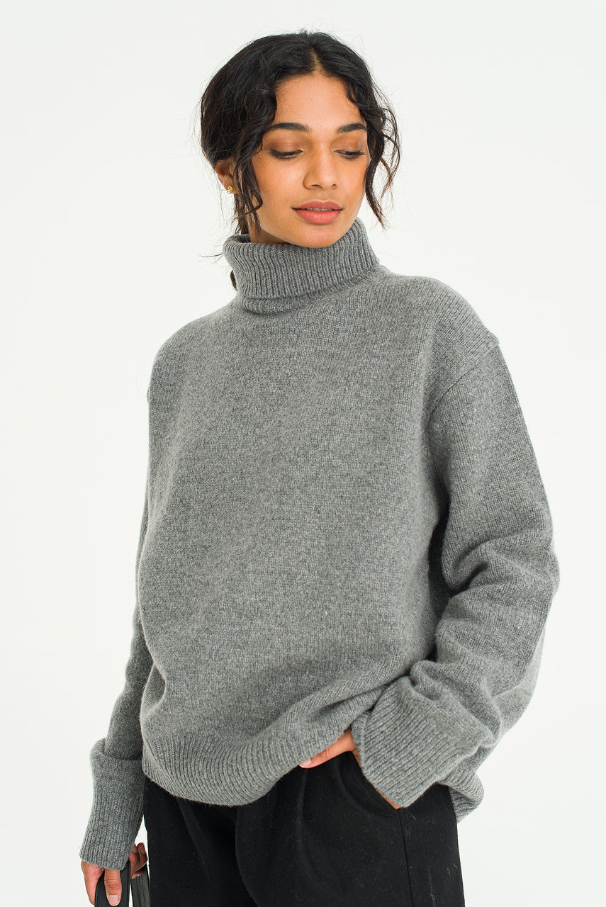 Jane Turtleneck Jumper, Grey