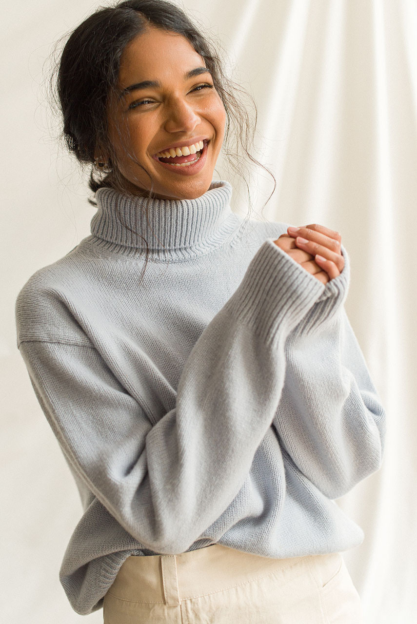 Jane Turtleneck Jumper, Light Sky