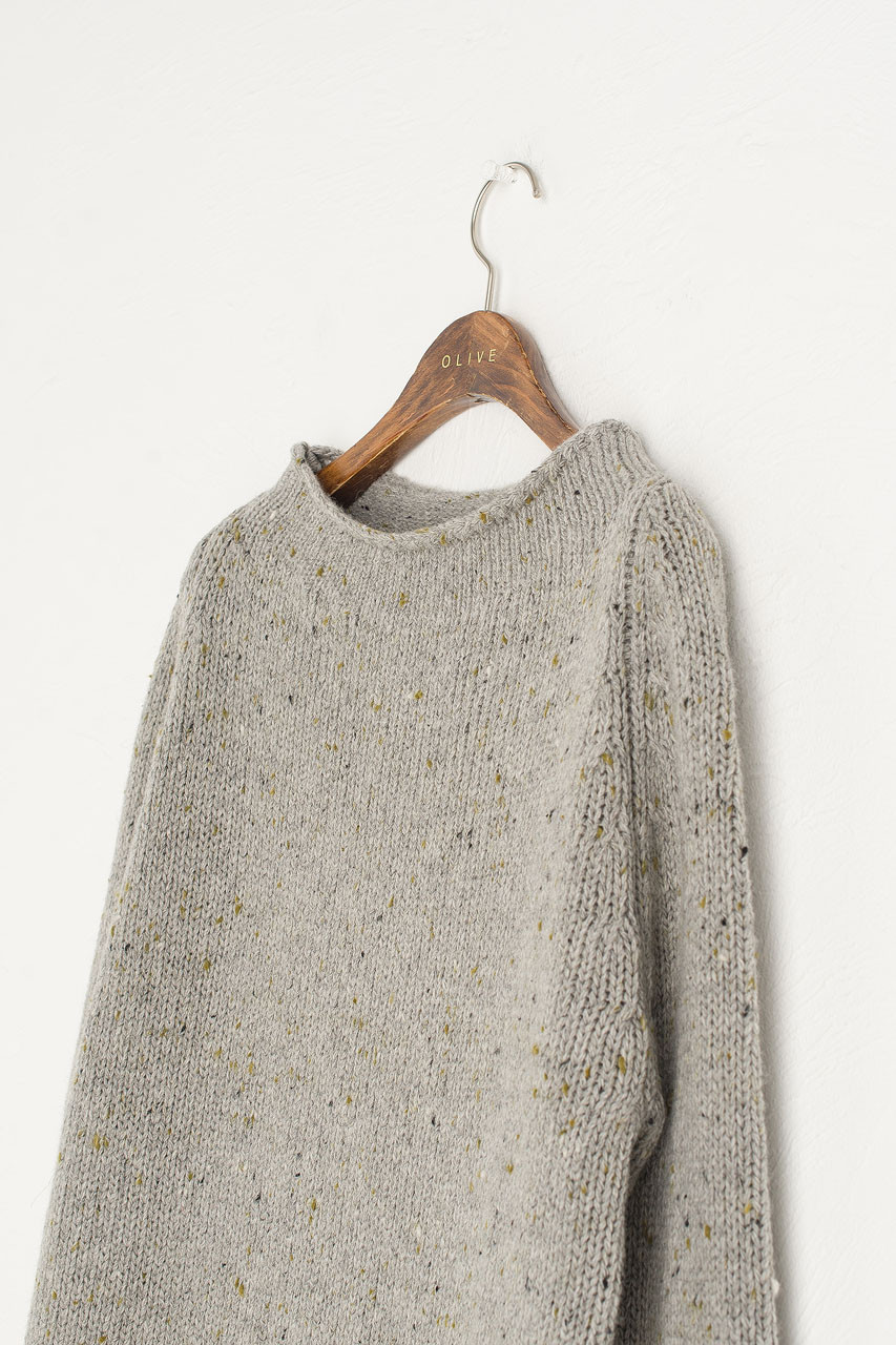 Flecked Fisherman Knit, Grey