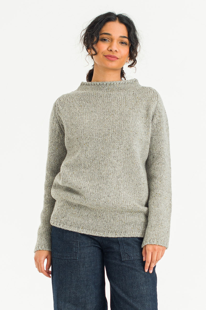 Flecked Fisherman Knit, Grey