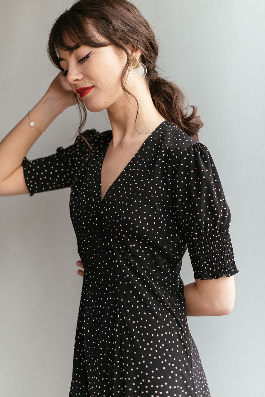 olive polka dot dress