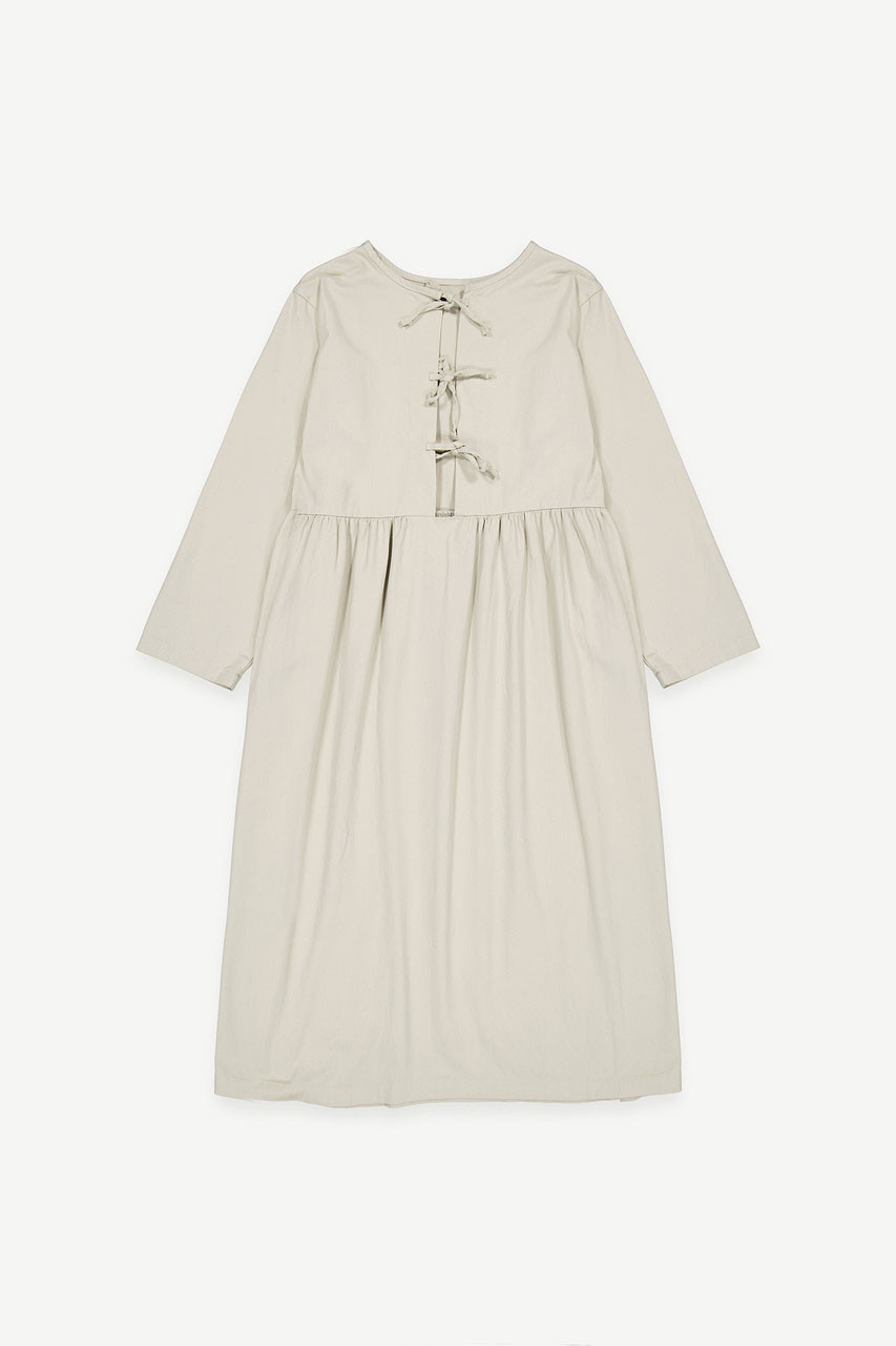 Ribbon Back Cotton Dress, Grey