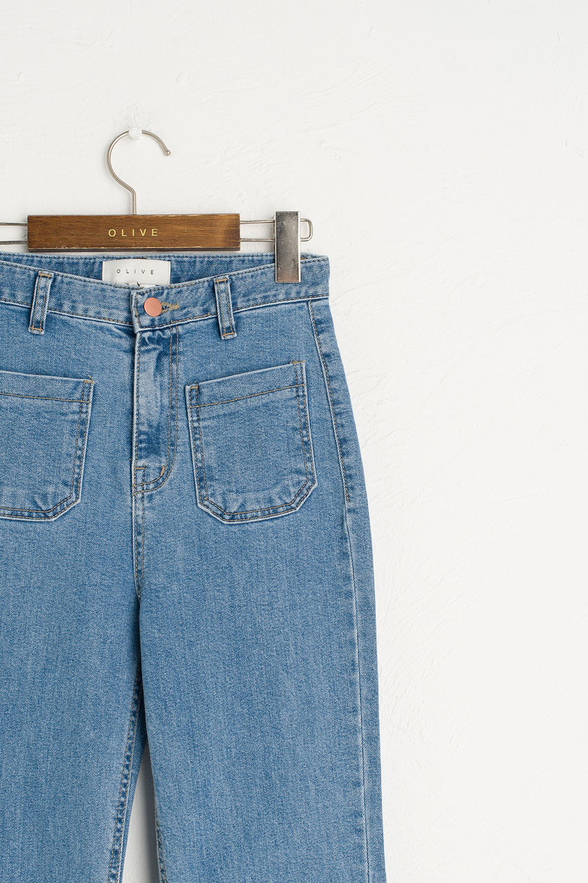 mid blue high waisted jeans