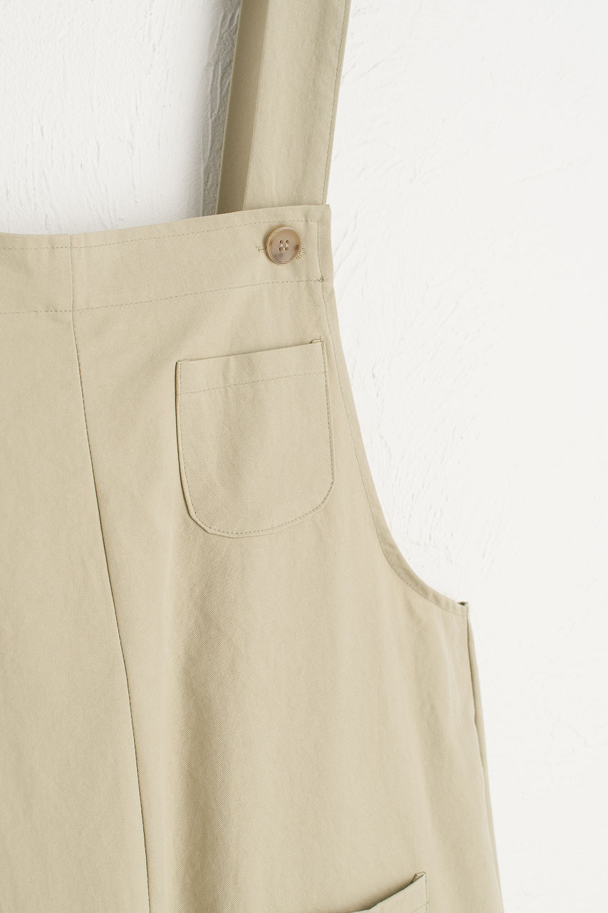 Kyoko Long Dungaree Dress, Beige