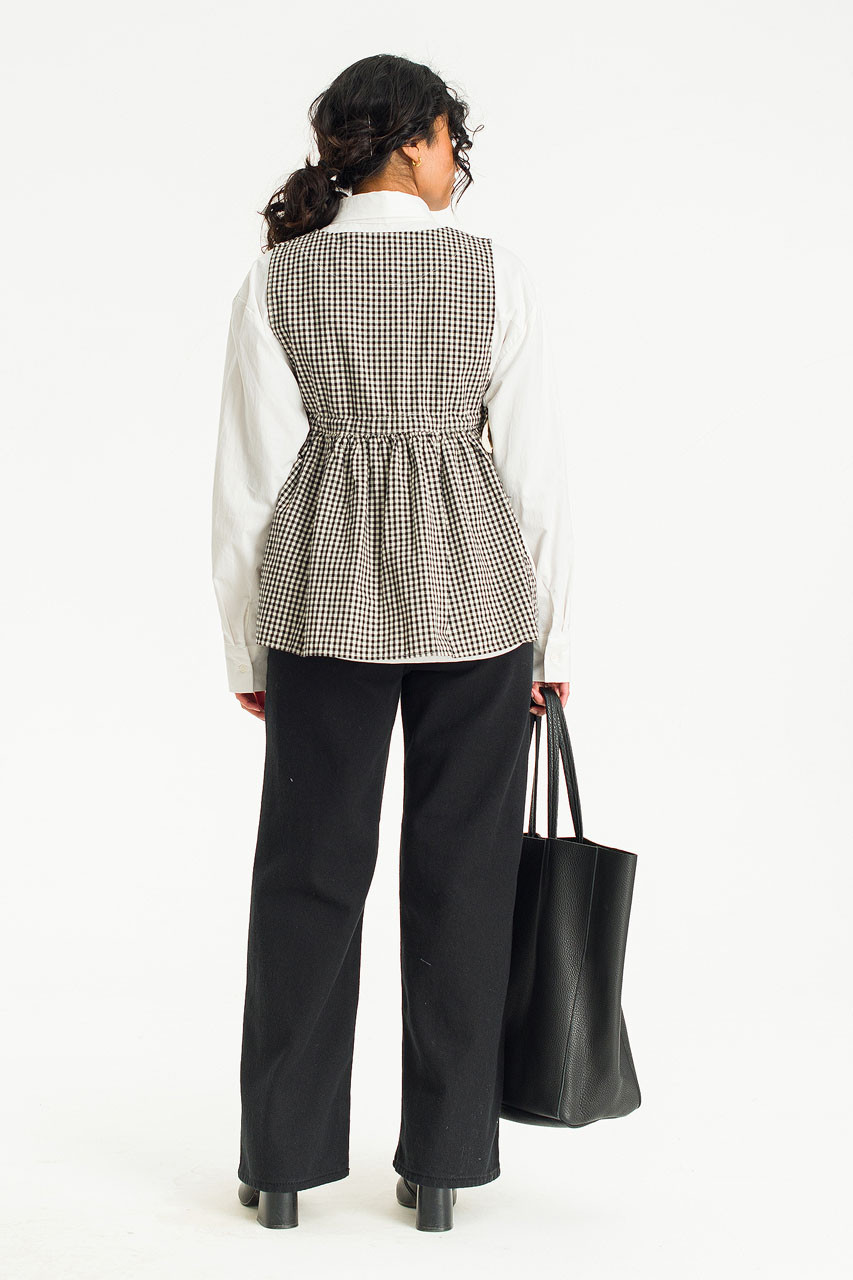 Faye Ribboned Vest, Black Gingham