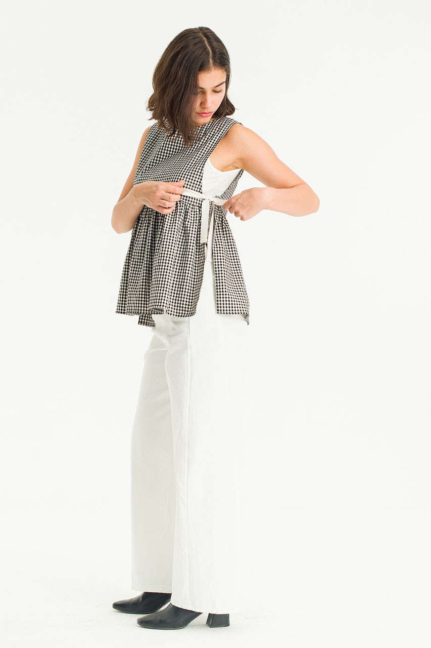 Faye Ribboned Vest, Black Gingham