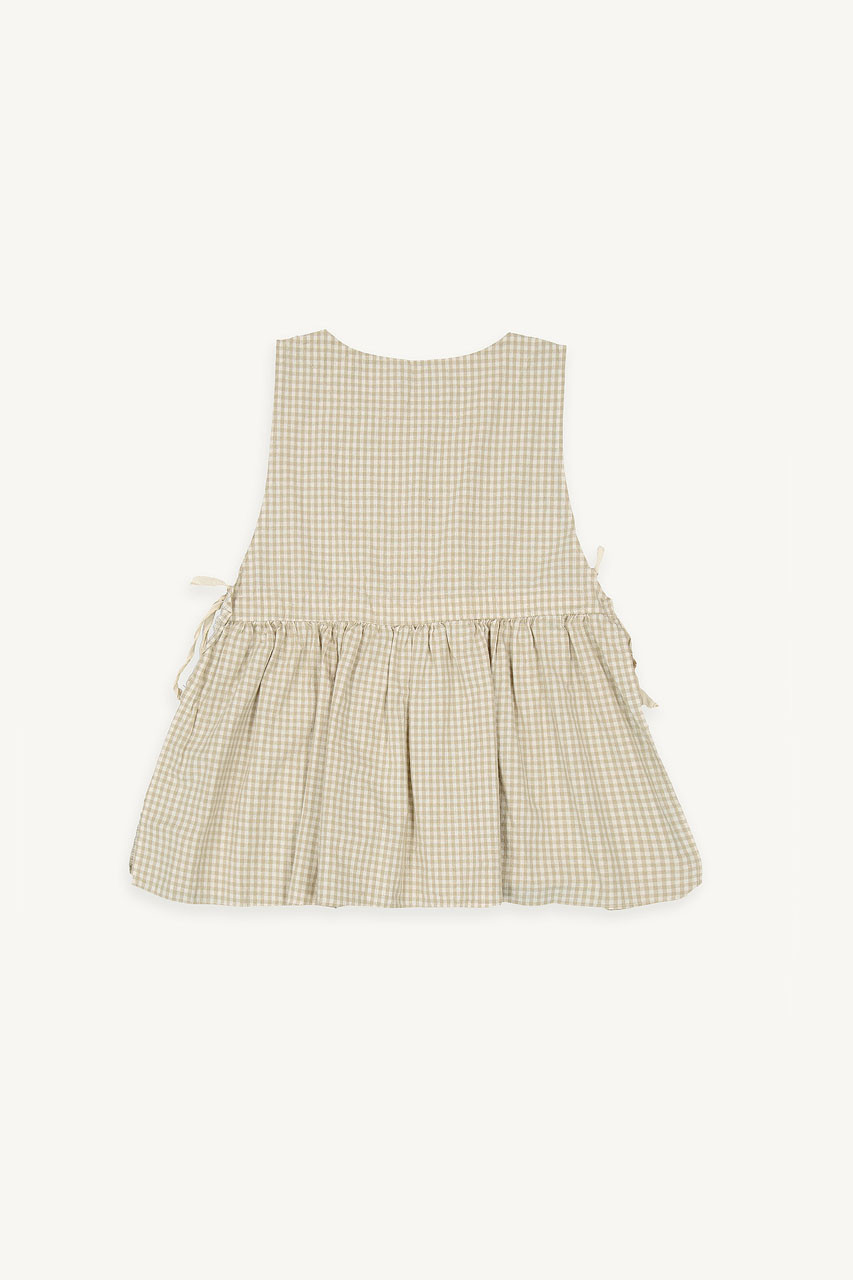 Faye Ribboned Vest, Beige Gingham