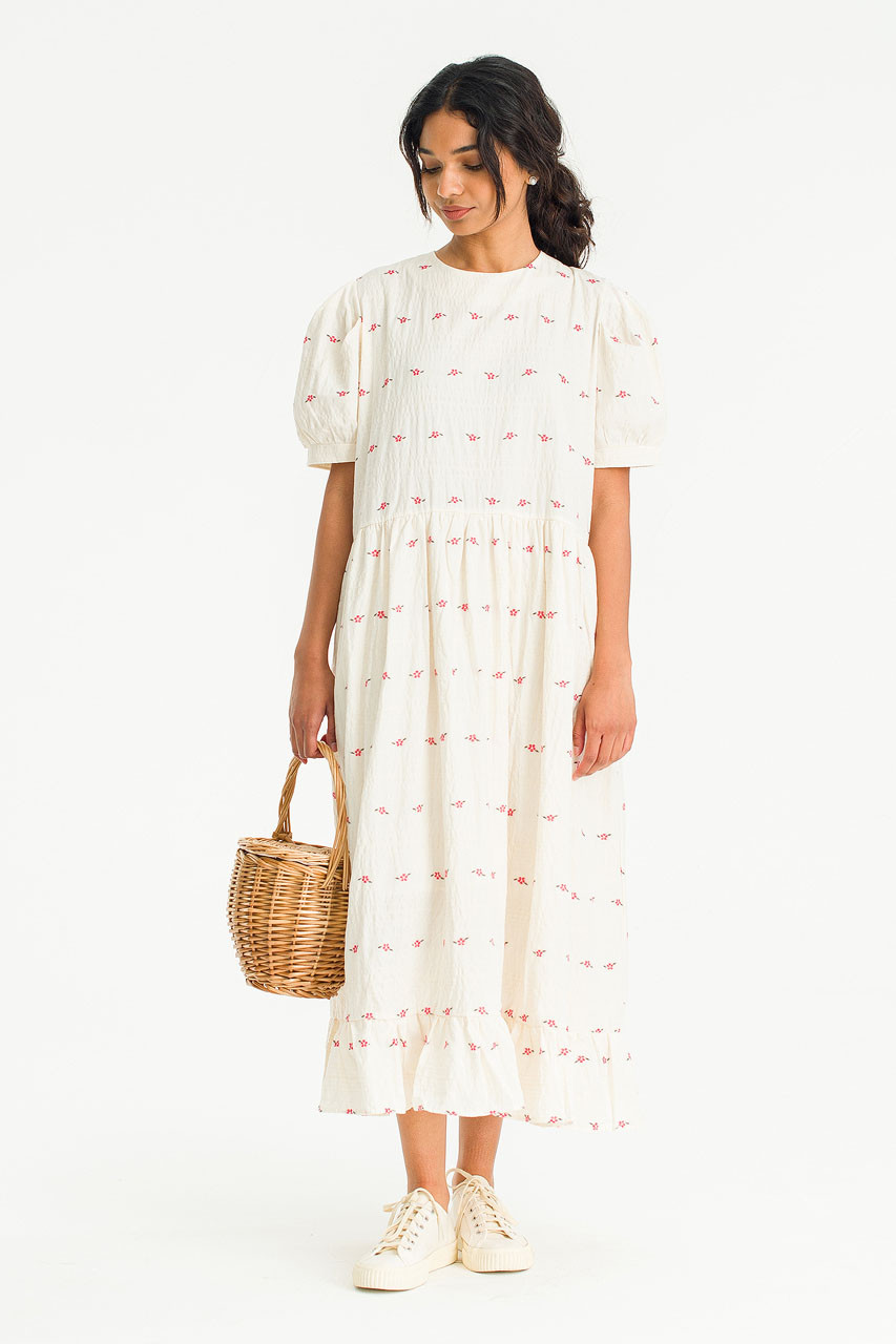 Rose Frilled Hem Dress, Ivory