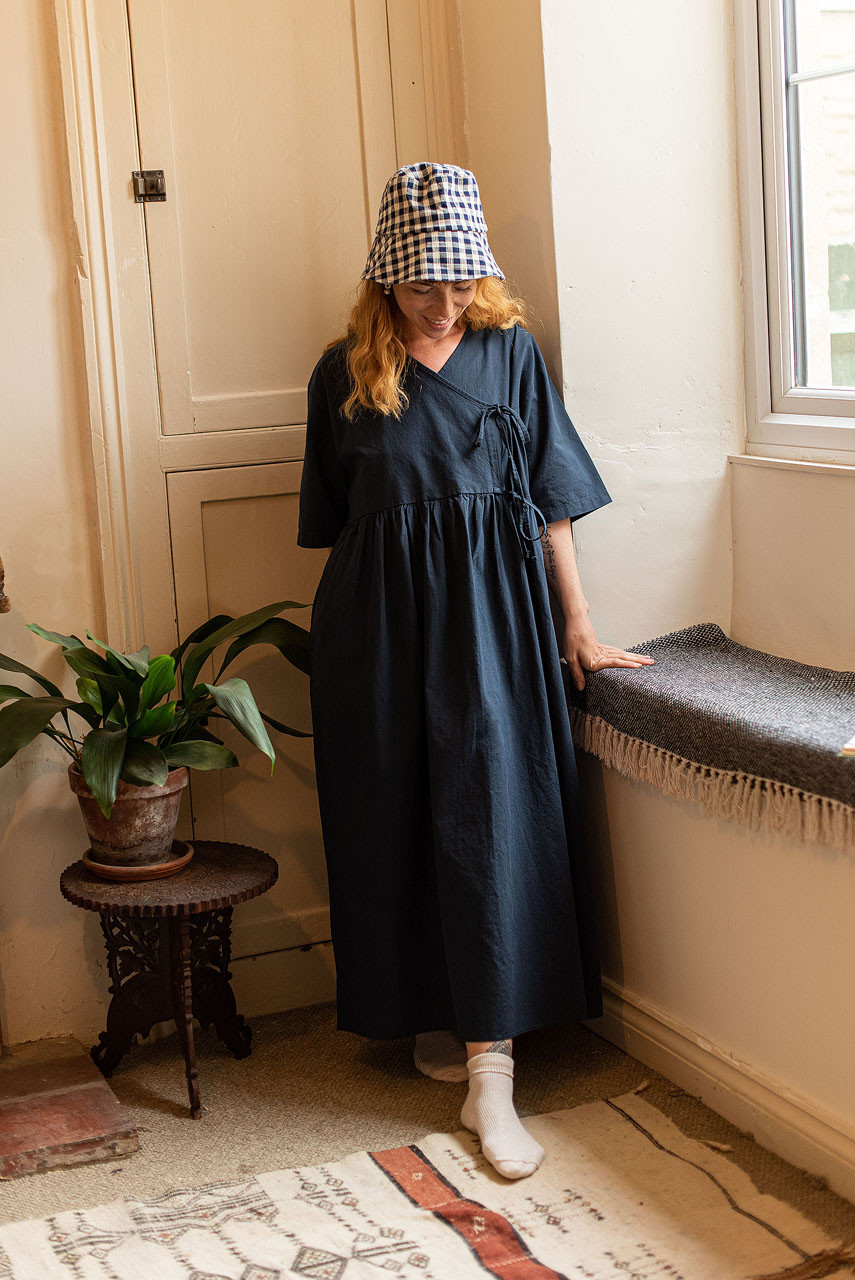 Faye Ribbon Dress, Navy