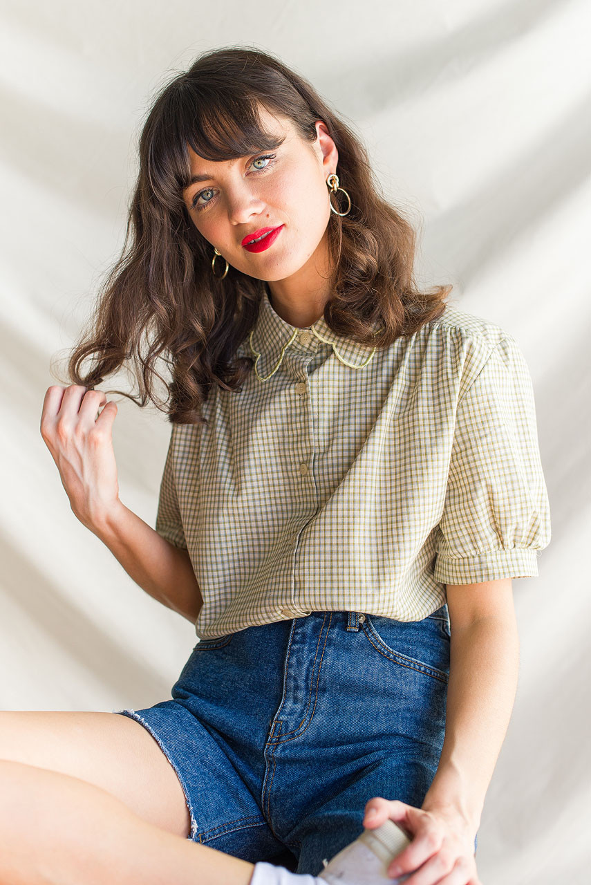 公式日本サイト 即日発送 ClaSTEllaR ROUND FRILL BLOUSE CHECK - トップス