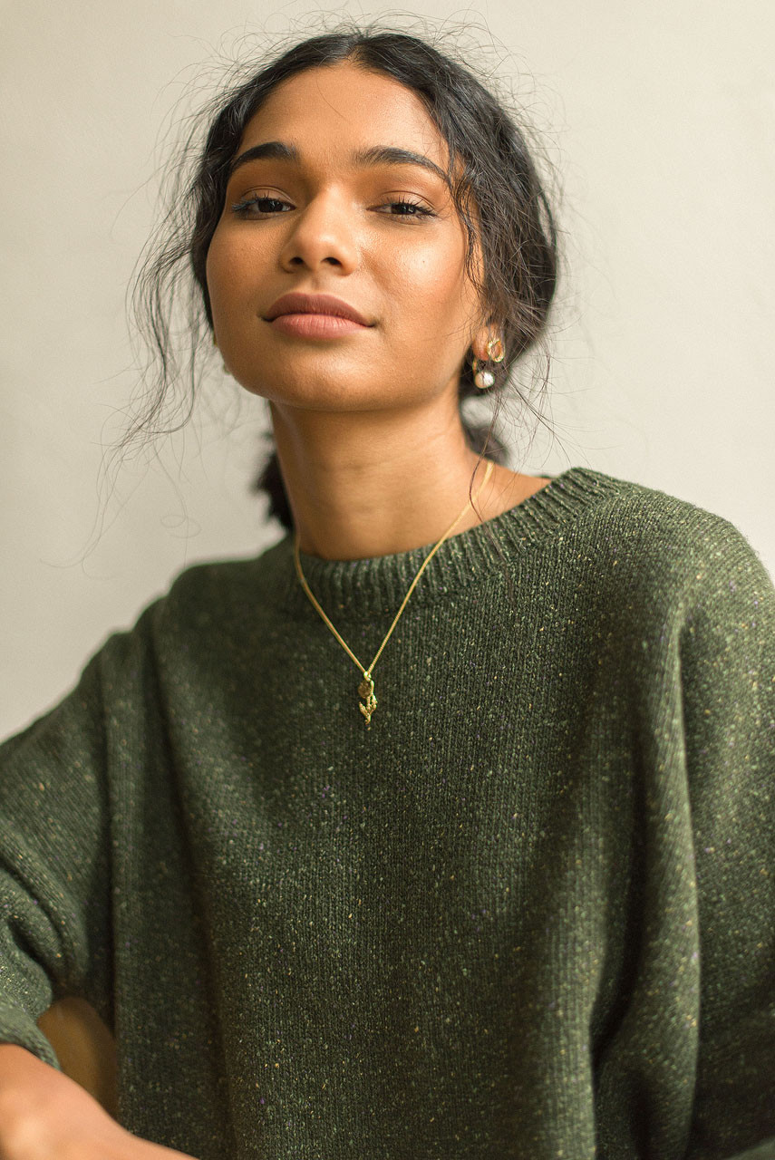 Boucle Round Neck Jumper, Green