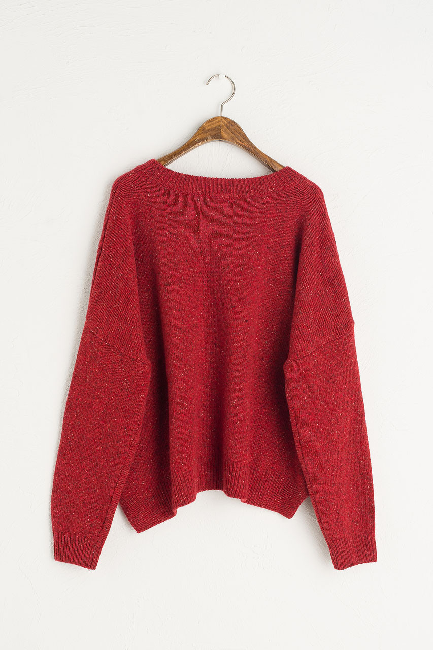 Boucle Round Neck Jumper, Mix Wine