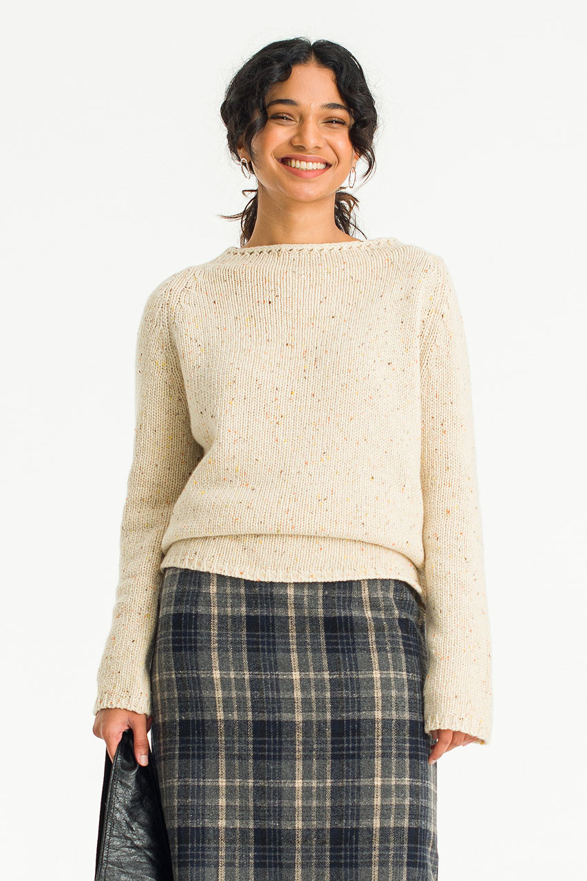 Flecked Fisherman Knit, Ivory