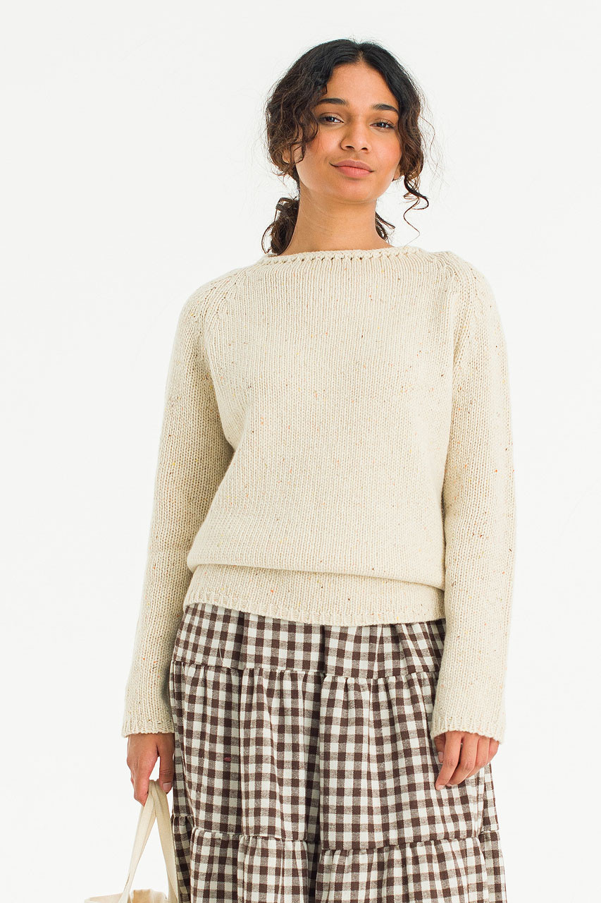 Flecked Fisherman Knit, Ivory