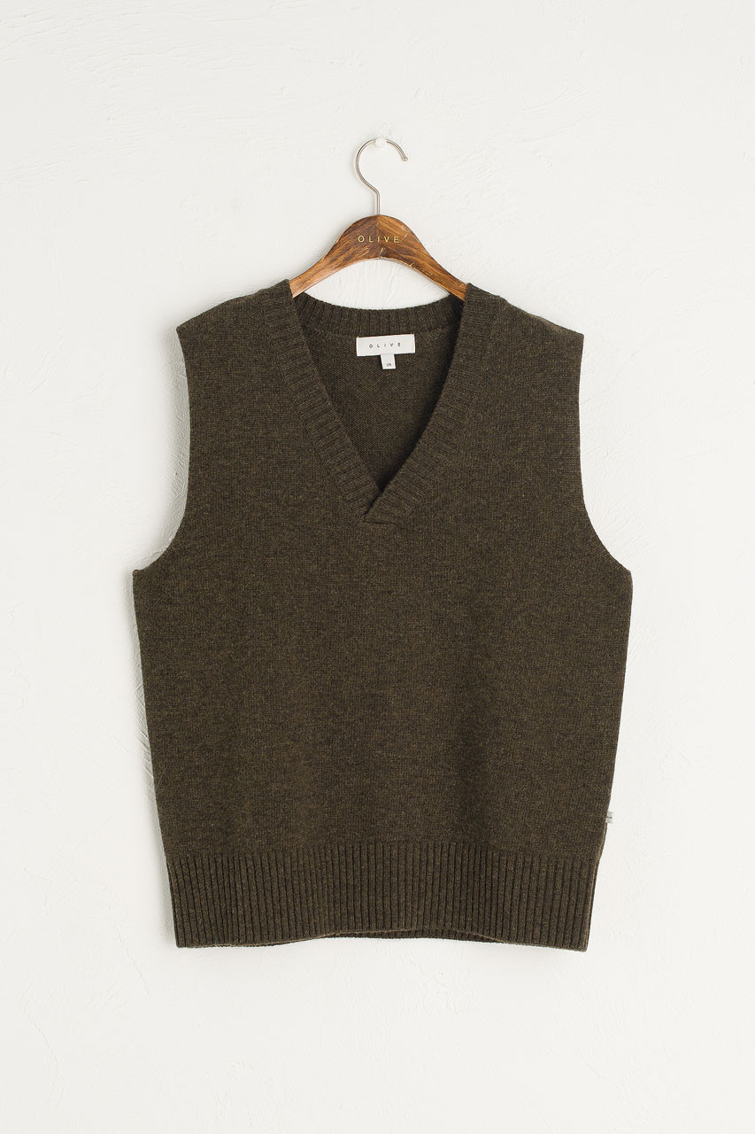 Boyfriend Knit Vest, Moss