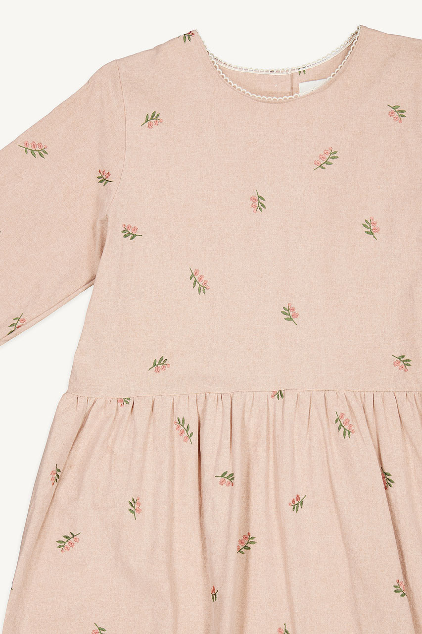 Foxglove Embroidered Dress, Pink