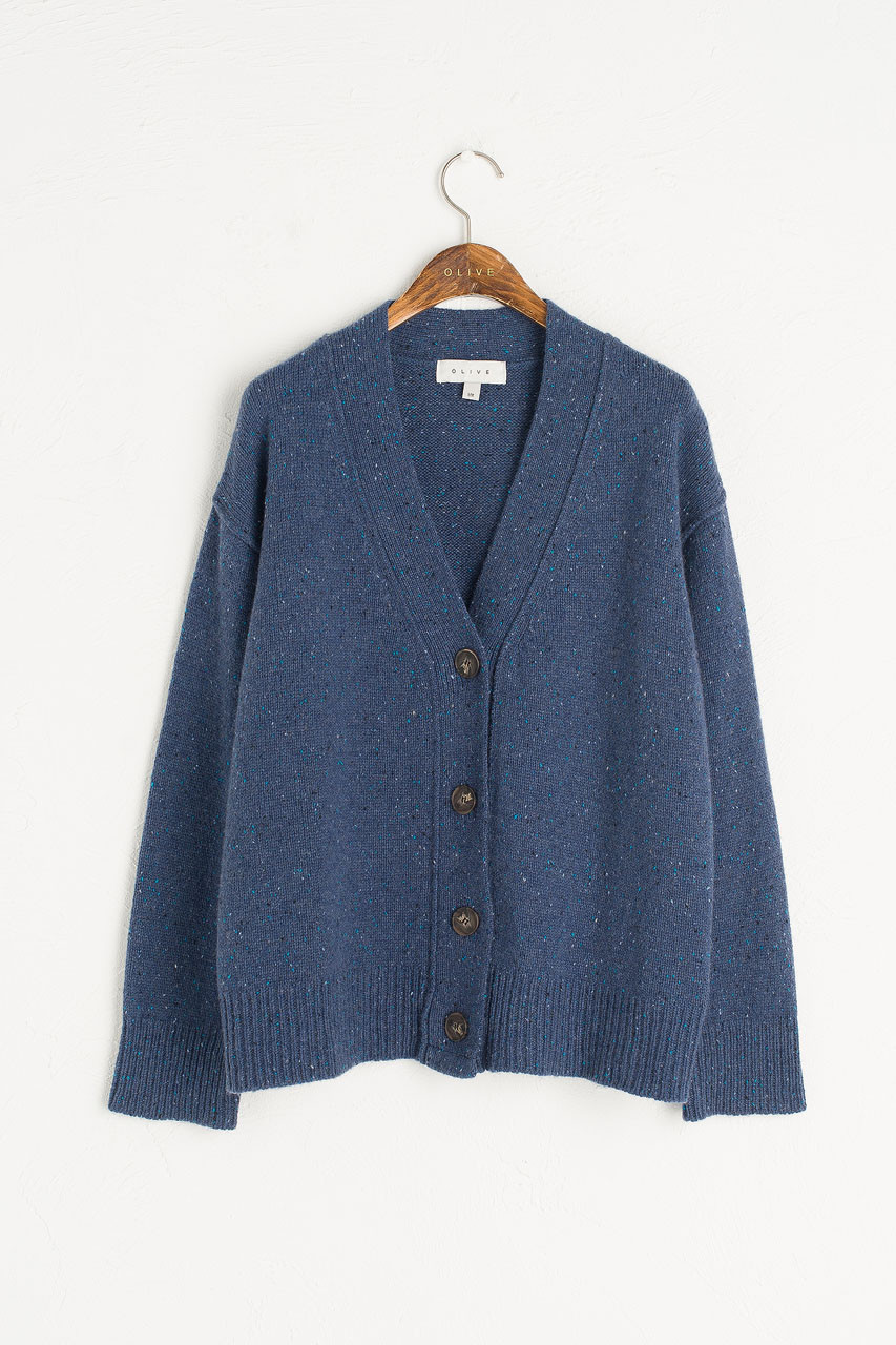 Flecked Boyfriend  Cardigan, Royal Blue