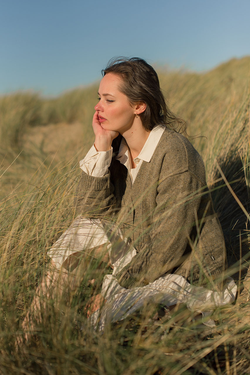 Flecked Boyfriend Cardigan, Olive