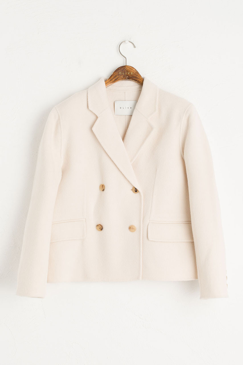 Cropped Double Breasted Jacket, Ivory