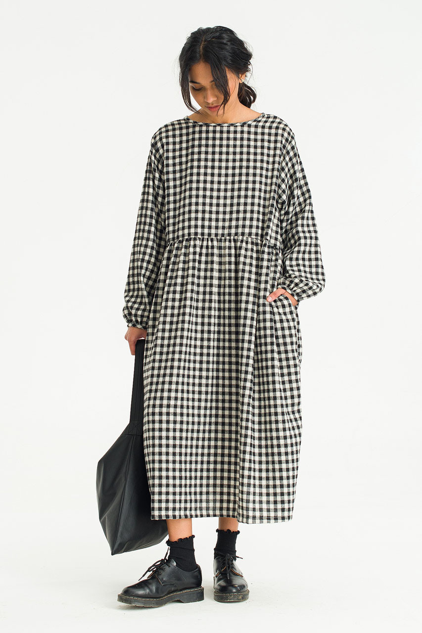 Noa Gingham Dress, Black