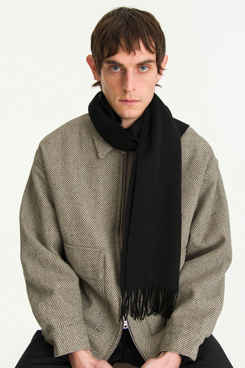 Menswear | Small Wool Scarf, Black