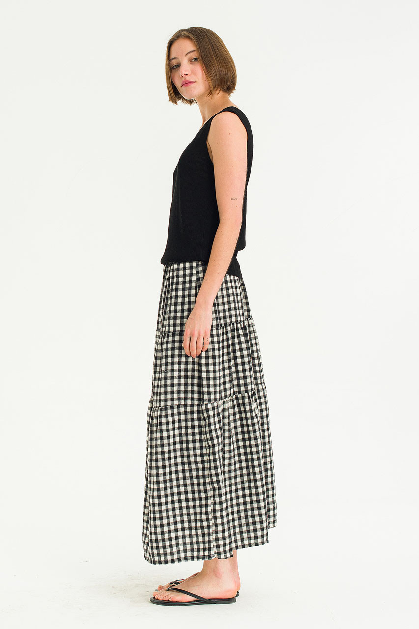 Faye Gingham Skirt, Black