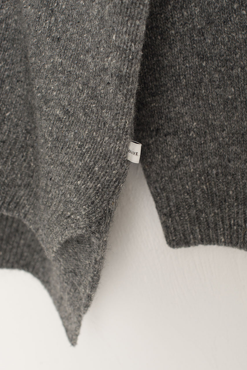 Oversize Boucle Roll Neck Jumper, Mid Grey