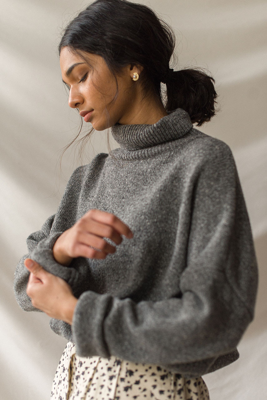 oversized roll neck knit jumper