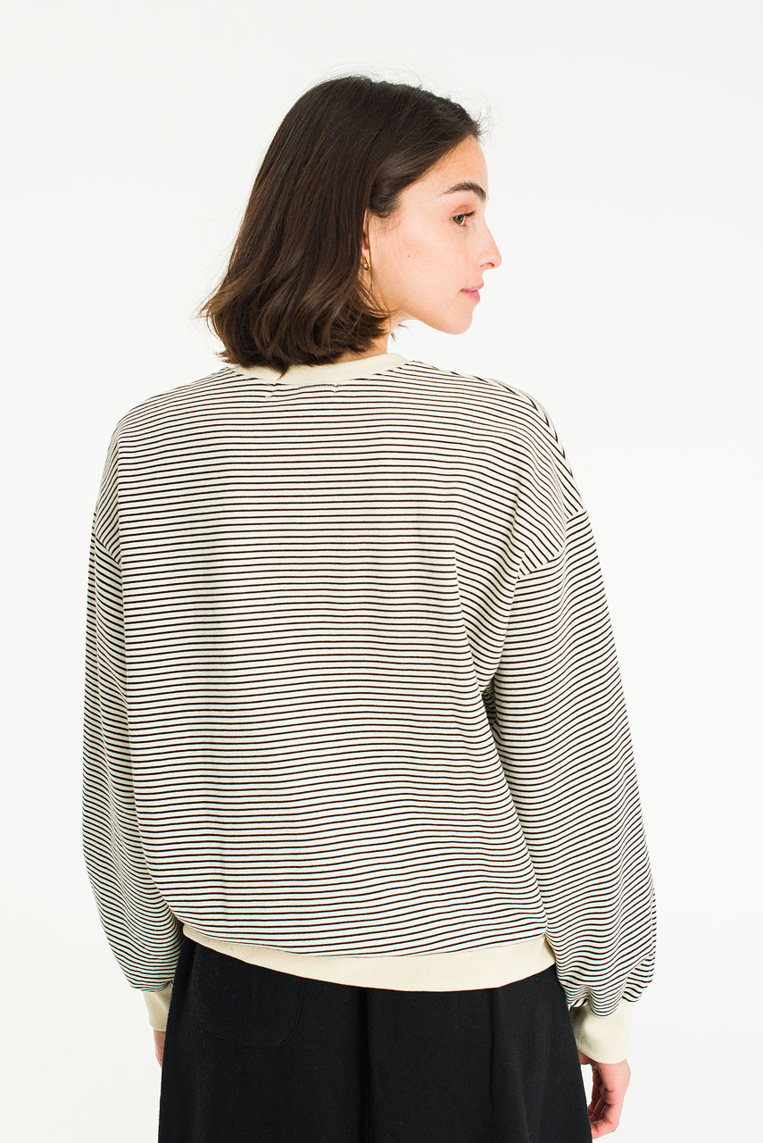 Fleece Daisy Stripe Sweatshirt, Ivory